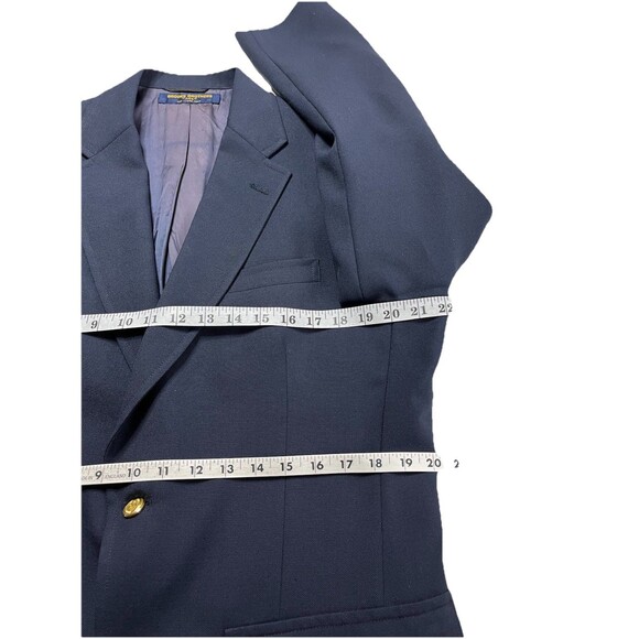Vtg Brooks Brothers 346 Mens Blazer Jacket 39R Navy Wool Gold Buttons Half Lined - Picture 12 of 14
